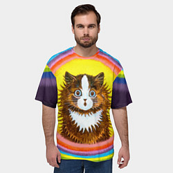 Футболка оверсайз мужская Радужный кот Луиса Уэйна, цвет: 3D-принт — фото 2