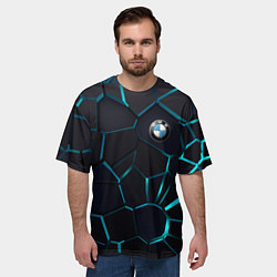 Футболка оверсайз мужская BMW 3D плиты с подсветкой, цвет: 3D-принт — фото 2