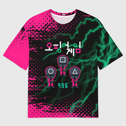 Футболка оверсайз мужская Игра в кальмара разряд молнии, цвет: 3D-принт