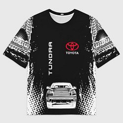 Футболка оверсайз мужская Toyota Tundra Следы шин, цвет: 3D-принт