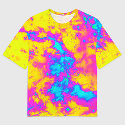 Мужская футболка оверсайз Яркая абстракция космических красок