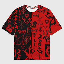 Мужская футболка оверсайз BERSERK BLACK RED БЕРСЕРК ПАТТЕРН