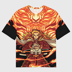 Футболка оверсайз мужская Пламенный столб Ренгоку Кенджуро, цвет: 3D-принт