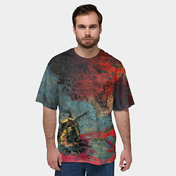 Футболка оверсайз мужская Sekiro Самурай против дракона, цвет: 3D-принт — фото 2