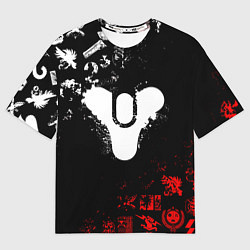 Футболка оверсайз мужская DESTINY 2 RED & WHITE PATTERN LOGO, цвет: 3D-принт