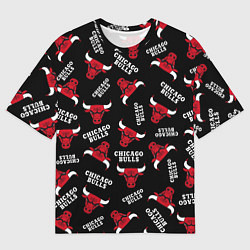 Футболка оверсайз мужская CHICAGO BULLS БЫКИ УЗОР, цвет: 3D-принт