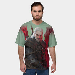 Футболка оверсайз мужская ВЕДЬМАК THE WITCHER ГЕРАЛЬТ С МЕЧОМ, цвет: 3D-принт — фото 2