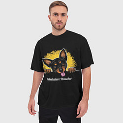 Футболка оверсайз мужская Пинчер Miniature Pinscher, цвет: 3D-принт — фото 2