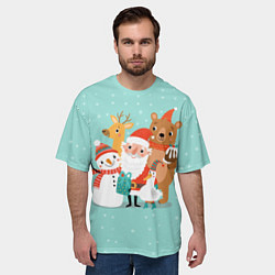 Футболка оверсайз мужская Звери и Дед Мороз, цвет: 3D-принт — фото 2