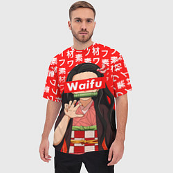 Футболка оверсайз мужская Waifu - Незуко Комадо, цвет: 3D-принт — фото 2