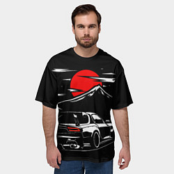 Футболка оверсайз мужская MAZDA RX 7 Мазда при свете красной луны, цвет: 3D-принт — фото 2