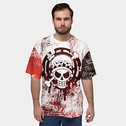 Футболка оверсайз мужская Трафальгар Ло Пираты сердца Весёлый Роджер, цвет: 3D-принт — фото 2