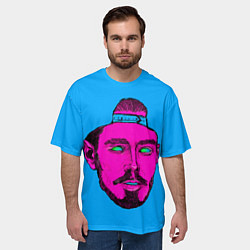 Футболка оверсайз мужская Многознаал в кепке, цвет: 3D-принт — фото 2