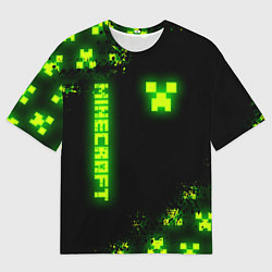 Футболка оверсайз мужская MINECRAFT NEON LOGO CREEPER, цвет: 3D-принт