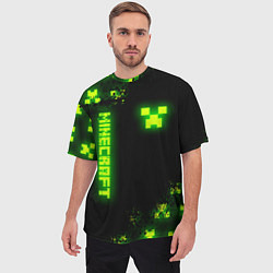 Футболка оверсайз мужская MINECRAFT NEON LOGO CREEPER, цвет: 3D-принт — фото 2