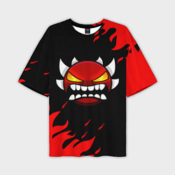 Мужская футболка оверсайз Geometry Dash: Demon Red Fire