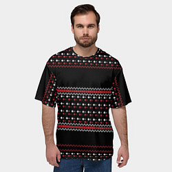 Футболка оверсайз мужская НОВОГОДНИЙ ПАТТЕРН SWEATER, цвет: 3D-принт — фото 2