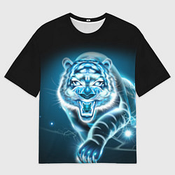 Футболка оверсайз мужская НЕНОНОВЫЙ ТИГР 2022 NEON TIGER NEW YEAR, цвет: 3D-принт