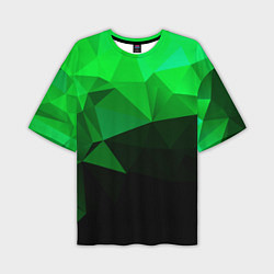 Футболка оверсайз мужская Изумрудный Зеленый Геометрия, цвет: 3D-принт