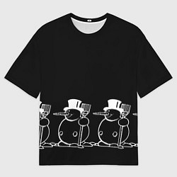 Мужская футболка оверсайз Снеговик на черном фоне