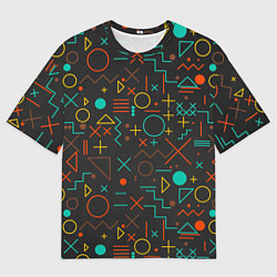 Мужская футболка оверсайз Геометрическая Абстракция Частицы