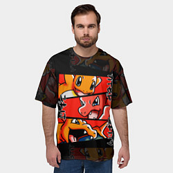 Футболка оверсайз мужская РЫЖИЙ ДРАКОН ПОКЕМОНЫ ЧАРМАНДЕР, цвет: 3D-принт — фото 2
