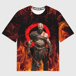 Футболка оверсайз мужская GOD OF WAR РАГНАРЁК, КРАТОС В ОГНЕ, цвет: 3D-принт