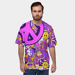 Футболка оверсайз мужская Психоделика Существа Знаки, цвет: 3D-принт — фото 2