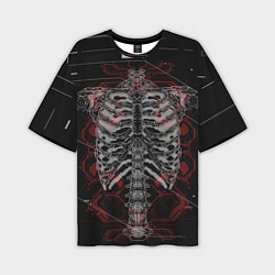 Мужская футболка оверсайз Биомеханический скелет cyberpunk