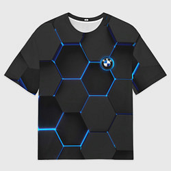 Мужская футболка оверсайз BMW blue neon theme