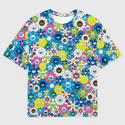 Мужская футболка оверсайз Takashi Murakami Улыбающиеся цветы