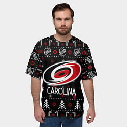 Футболка оверсайз мужская Каролина Харрикейнз Новогодний, цвет: 3D-принт — фото 2