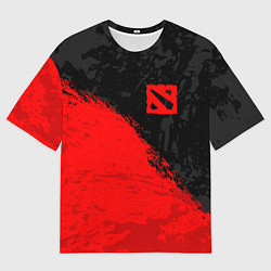 Мужская футболка оверсайз DOTA 2 RED LOGO, БРЫЗГИ КРАСОК