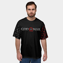 Футболка оверсайз мужская GOD OF WAR LOGO, РУНЫ, цвет: 3D-принт — фото 2
