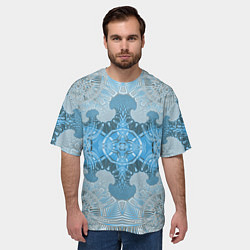Футболка оверсайз мужская Коллекция Фрактальная мозаика Голубой 292-6-n, цвет: 3D-принт — фото 2