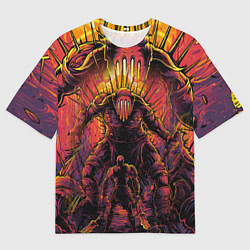 Футболка оверсайз мужская КРАТОС И БИТВА С БОССОМ, GOD OF WAR, цвет: 3D-принт