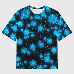 Мужская футболка оверсайз НОВОГОДНИЕ НЕОНОВЫЕ СНЕЖИНКИ 2022 НОВЫЙ ГОД