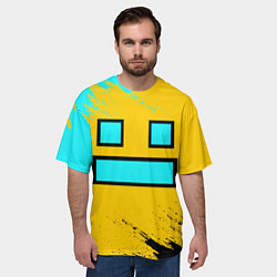 Футболка оверсайз мужская GEOMETRY DASH SMILE БРЫЗГИ КРАСОК, цвет: 3D-принт — фото 2