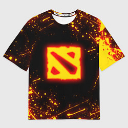 Футболка оверсайз мужская DOTA 2 FIRE LOGO ДОТА 2 ОГНЕННЫЙ ЛОГО, цвет: 3D-принт