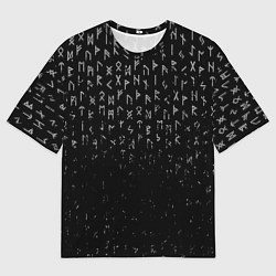 Мужская футболка оверсайз МЕТАЛЛИЧЕСКИЕ РУНЫ, БРЫЗГИ КРАСОК
