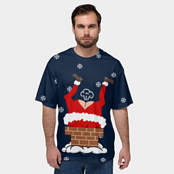 Футболка оверсайз мужская САНТА КЛАУС ЗАСТРЯЛ SANTA, цвет: 3D-принт — фото 2