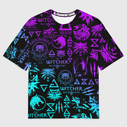 Мужская футболка оверсайз ВЕДЬМАК ЛОГОБОМБИНГ НЕОН