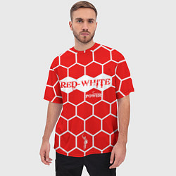 Футболка оверсайз мужская Красно-Белая Сила, цвет: 3D-принт — фото 2