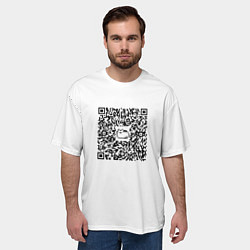 Футболка оверсайз мужская Я QR-кот, гуляю где вздумается!, цвет: 3D-принт — фото 2