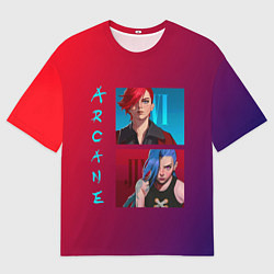 Футболка оверсайз мужская Вай и Джинкс Аркейн, цвет: 3D-принт