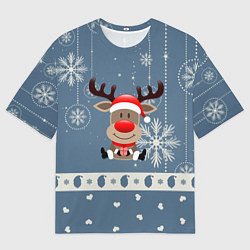 Футболка оверсайз мужская New Years Deer, цвет: 3D-принт
