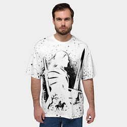 Футболка оверсайз мужская ВЕДЬМАК С МЕЧОМ ЗНАКИ НА СПИНЕ, цвет: 3D-принт — фото 2