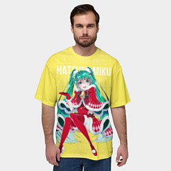 Футболка оверсайз мужская Новогодняя Хацунэ Мику, цвет: 3D-принт — фото 2