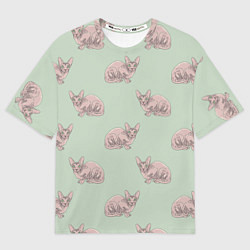 Мужская футболка оверсайз Сфинкс коты паттерн