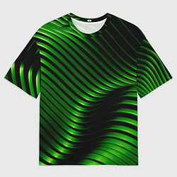 Футболка оверсайз мужская Волны изумрудного металла, цвет: 3D-принт
